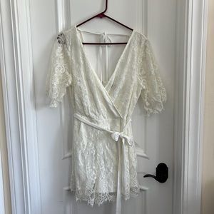 Cream wrap style romper